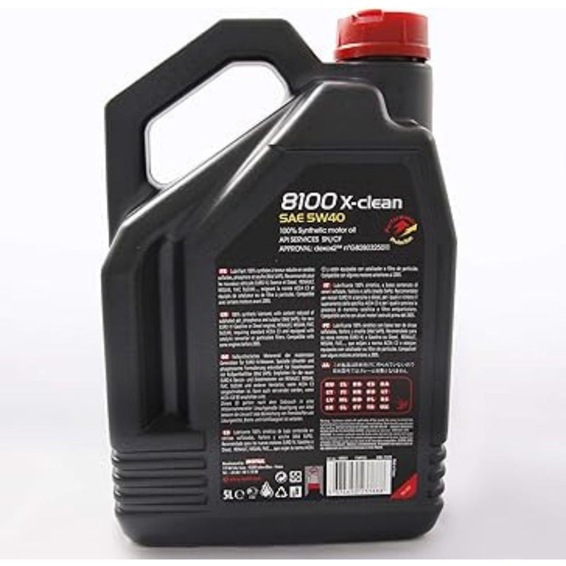 Motul 8100 X-clean 5W40 100% Synthetic Motor Oil 5 Liters (102051)