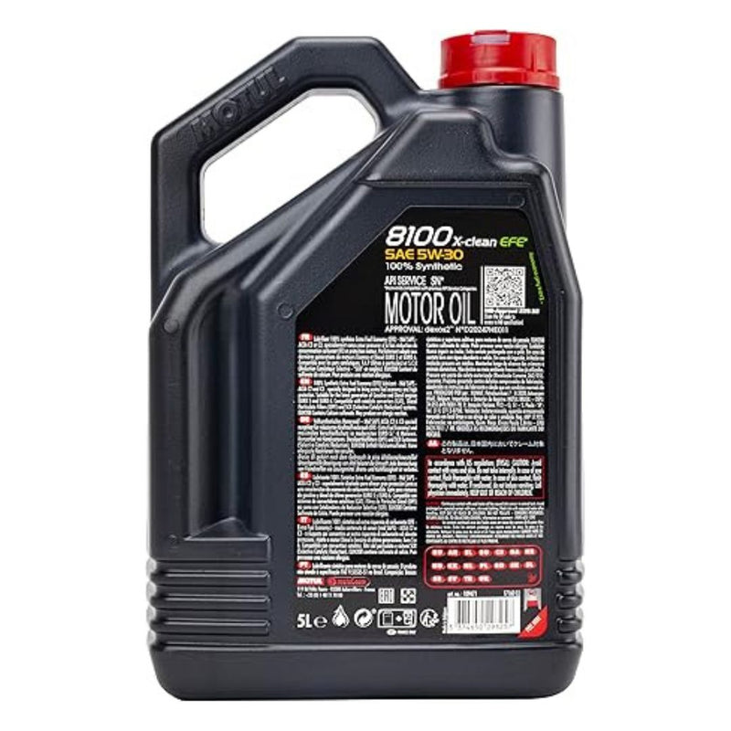 Motul 109471 8100 X-Clean EFE SAE 5W30 100% Synthetic Motor Oil 1X5L