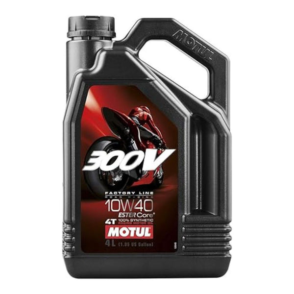 Motul 104121 300V Factory Line 4T 10W-40 100% Synthetic Engine Oil 4 Liters Ester Core Technology Racing Motorcycle Motor Lubricant