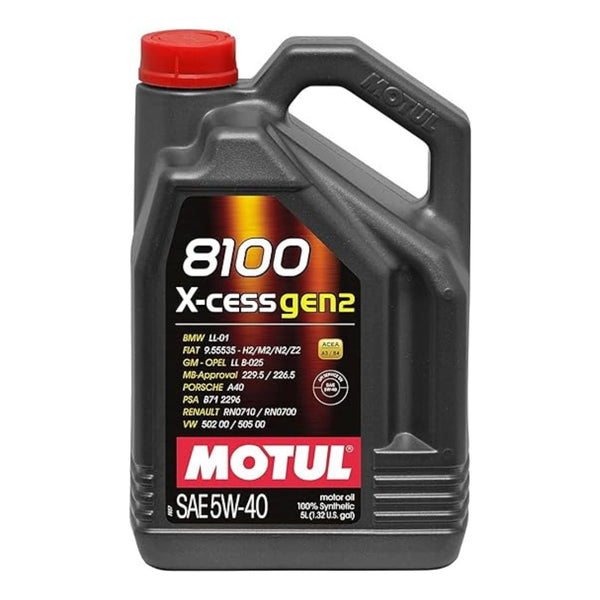 Motul 109776 8100 X-Cess Gen2 5W-40 100% Synthetic Motor Oil 5-Liter Bottle