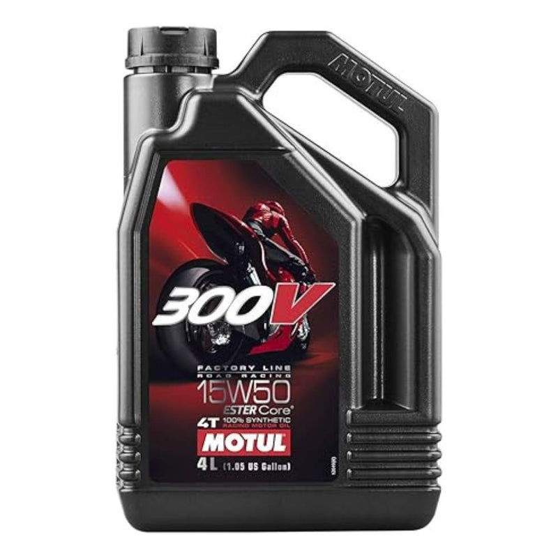 Motul 104129 300V Factory Line Road Racing 15W-50 Engine Oil 4T Full Synthetic Ester Core 4 Liter