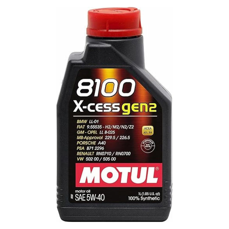 Motul 109774 8100 X-Cess Gen2 5W-40 100% Synthetic Motor Oil 1-Liter Bottle